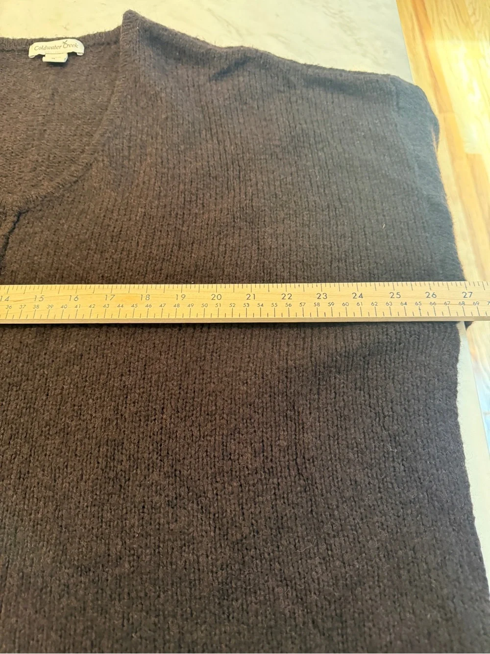 Coldwater Creek Brown Wool Blend V-Neck  Long Sleeve Sweater Plus Size 1X